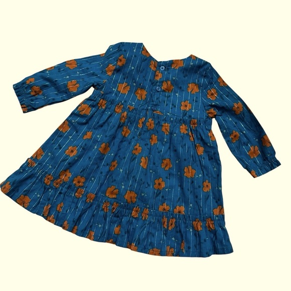 Carter’s Floral Blue Orange Dress Baby Girl 6M Long Sleeve NWOT - Picture 3 of 6